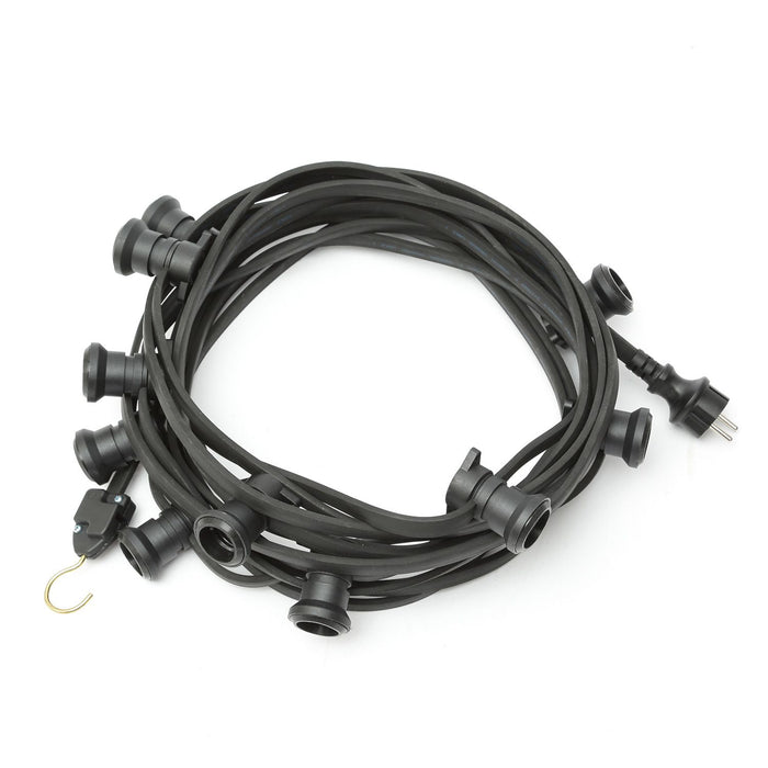 Illu-/Partylichterkette 10m - Außenlichterkette schwarz - 10x E27 Schraubfassung