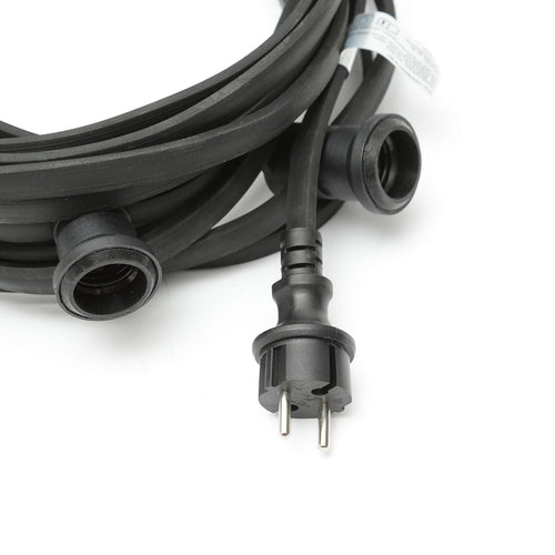 Illu-/Partylichterkette 10m - Außenlichterkette schwarz - 10x E27 Schraubfassung