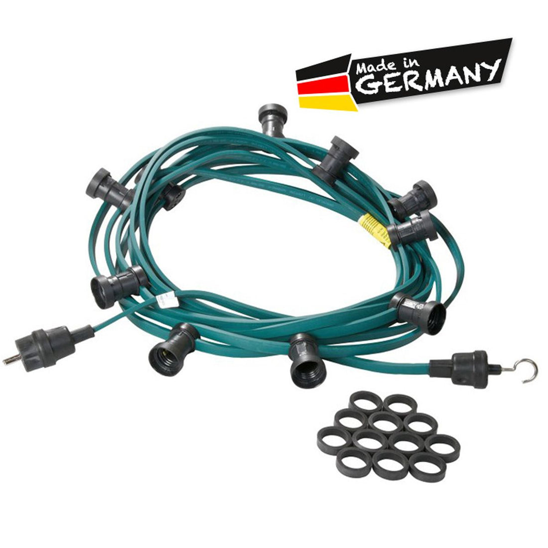 Illu-/Partylichterkette 10m - Außenlichterkette grün - Made in Germany - 30 x E27 Schraubfassung