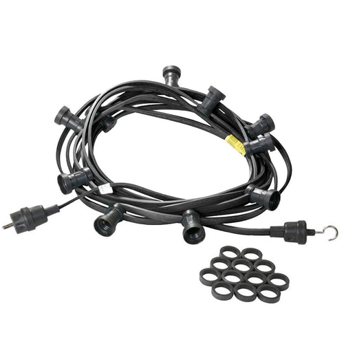 Illu-/Partylichterkette 10m - Außenlichterkette schwarz - Made in Germany -10 x E27 Schraubfassung